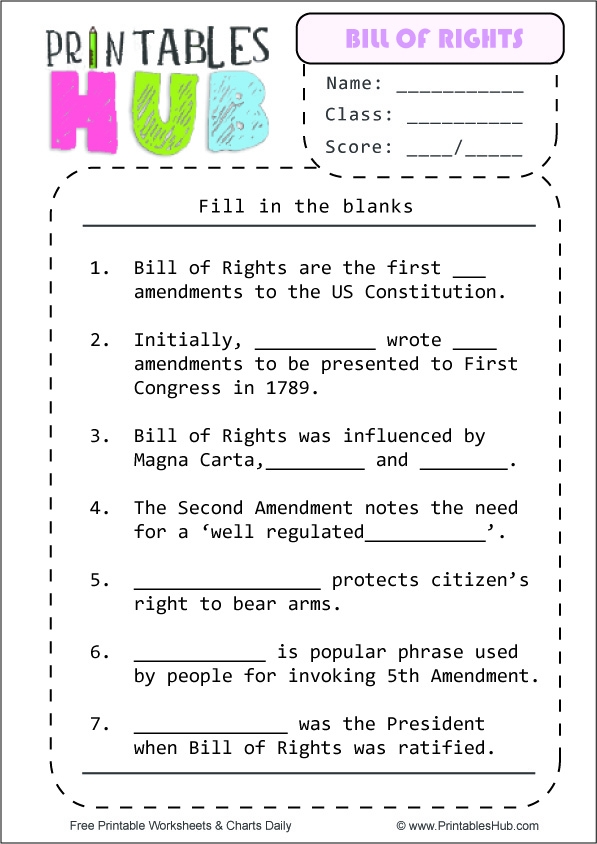 bill of rights worksheet pdf