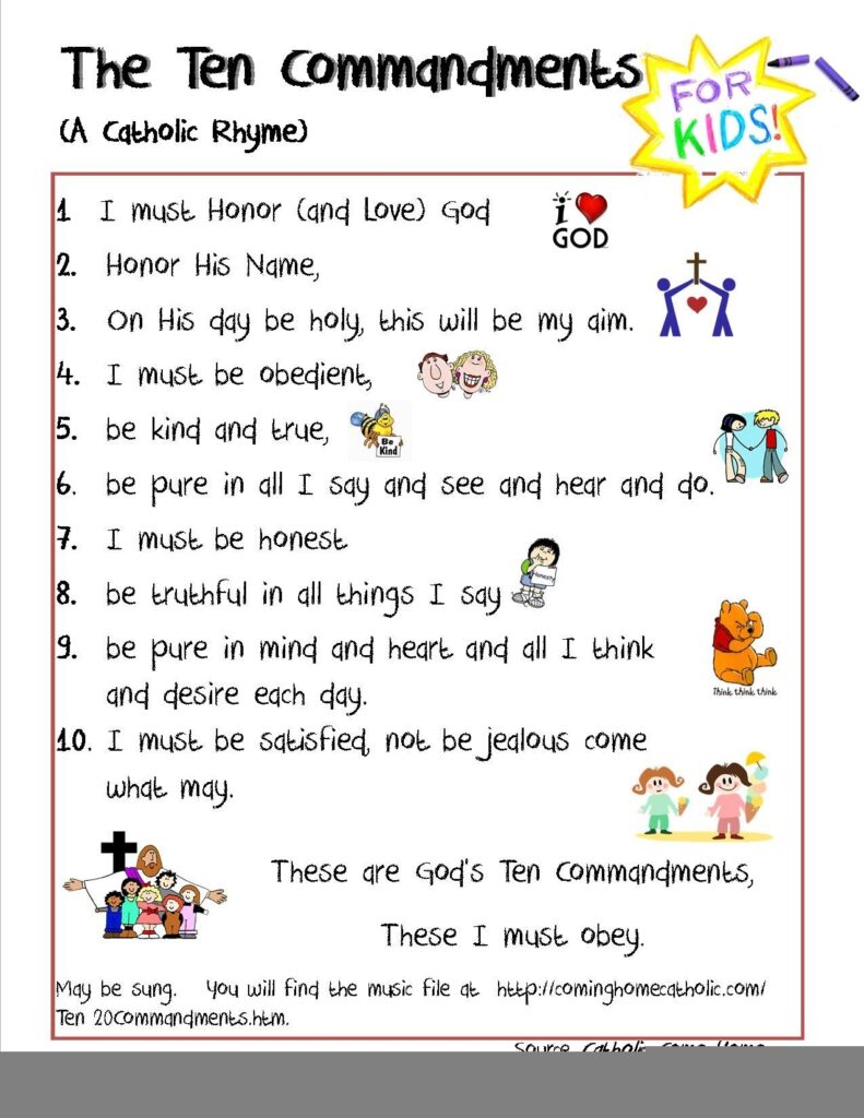 10 Commandments For Kids Worksheets Printable Ronald Worksheets