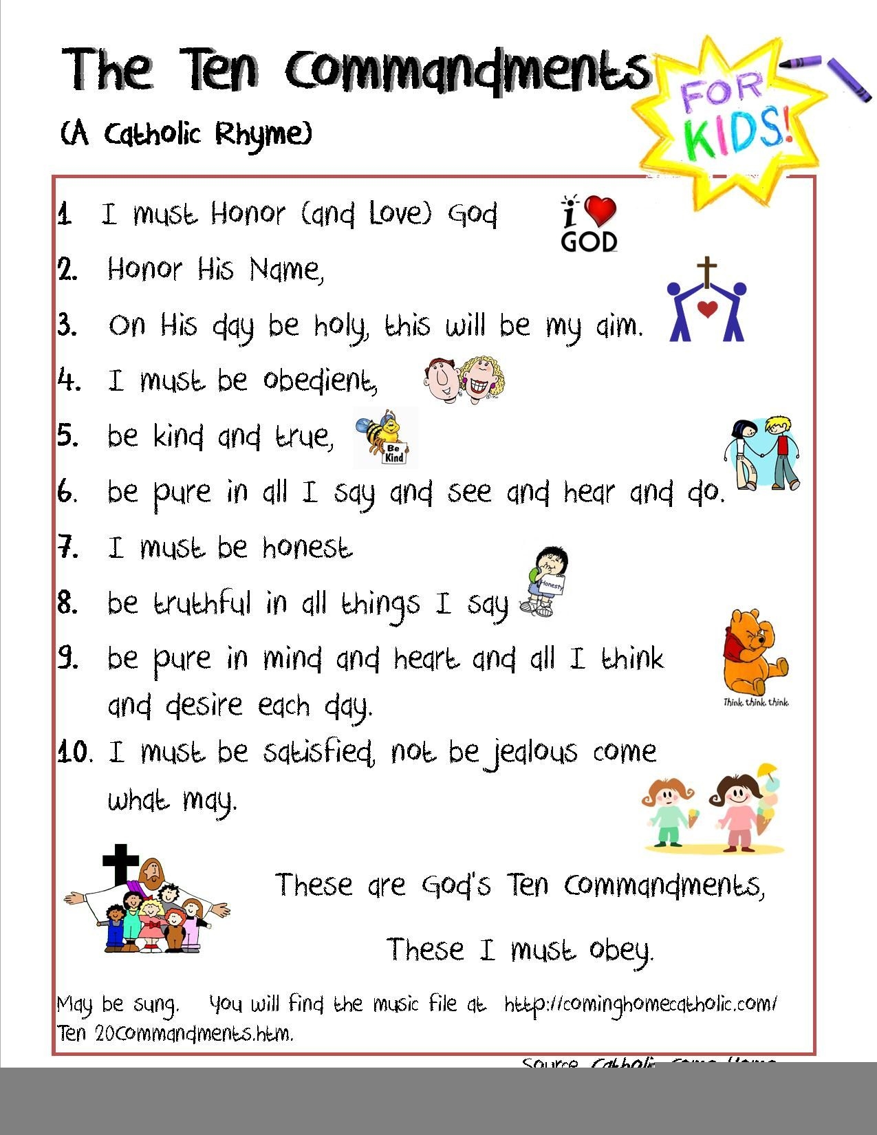 10 Commandments For Kids Worksheets Printable Ronald Worksheets