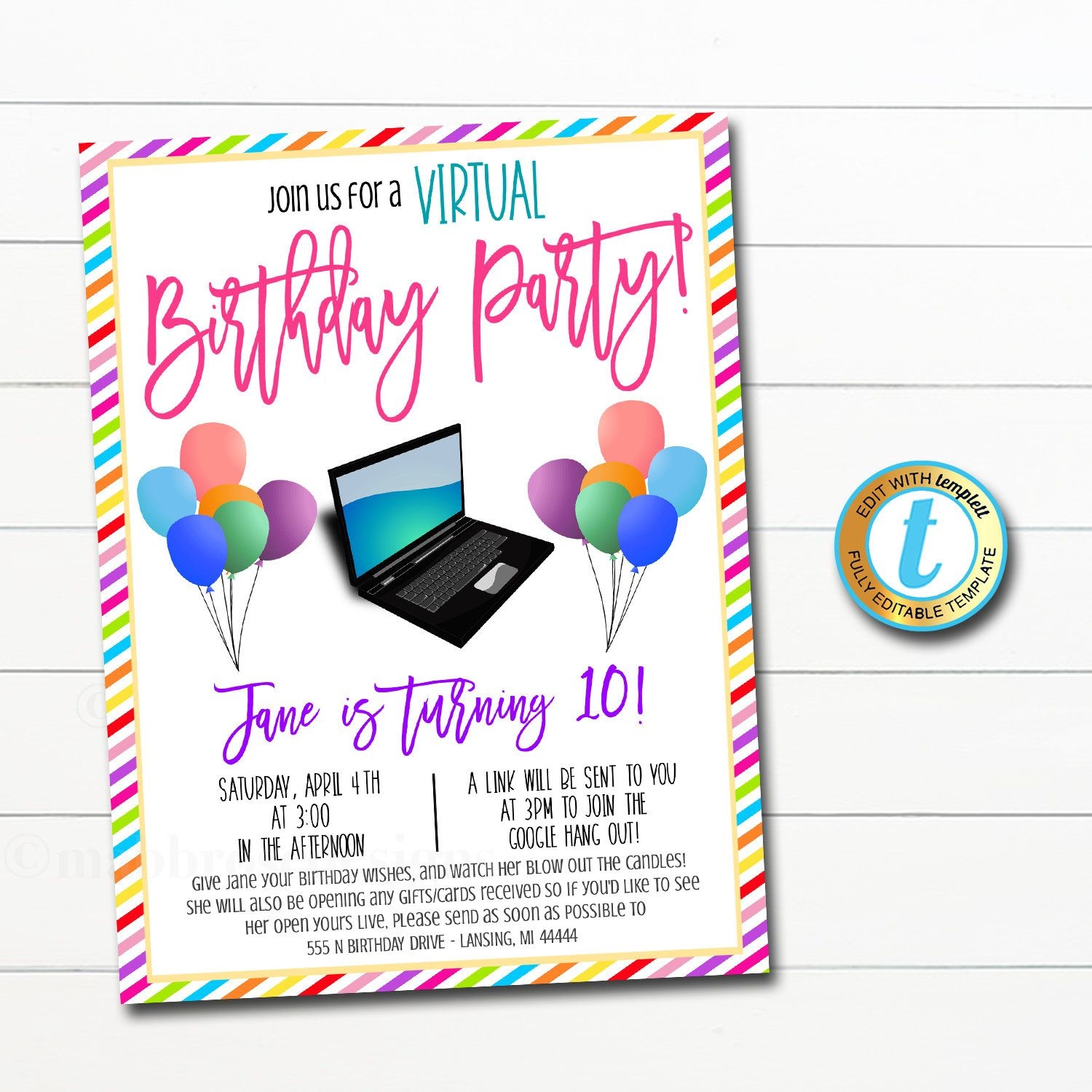 electronic birthday invitation templates