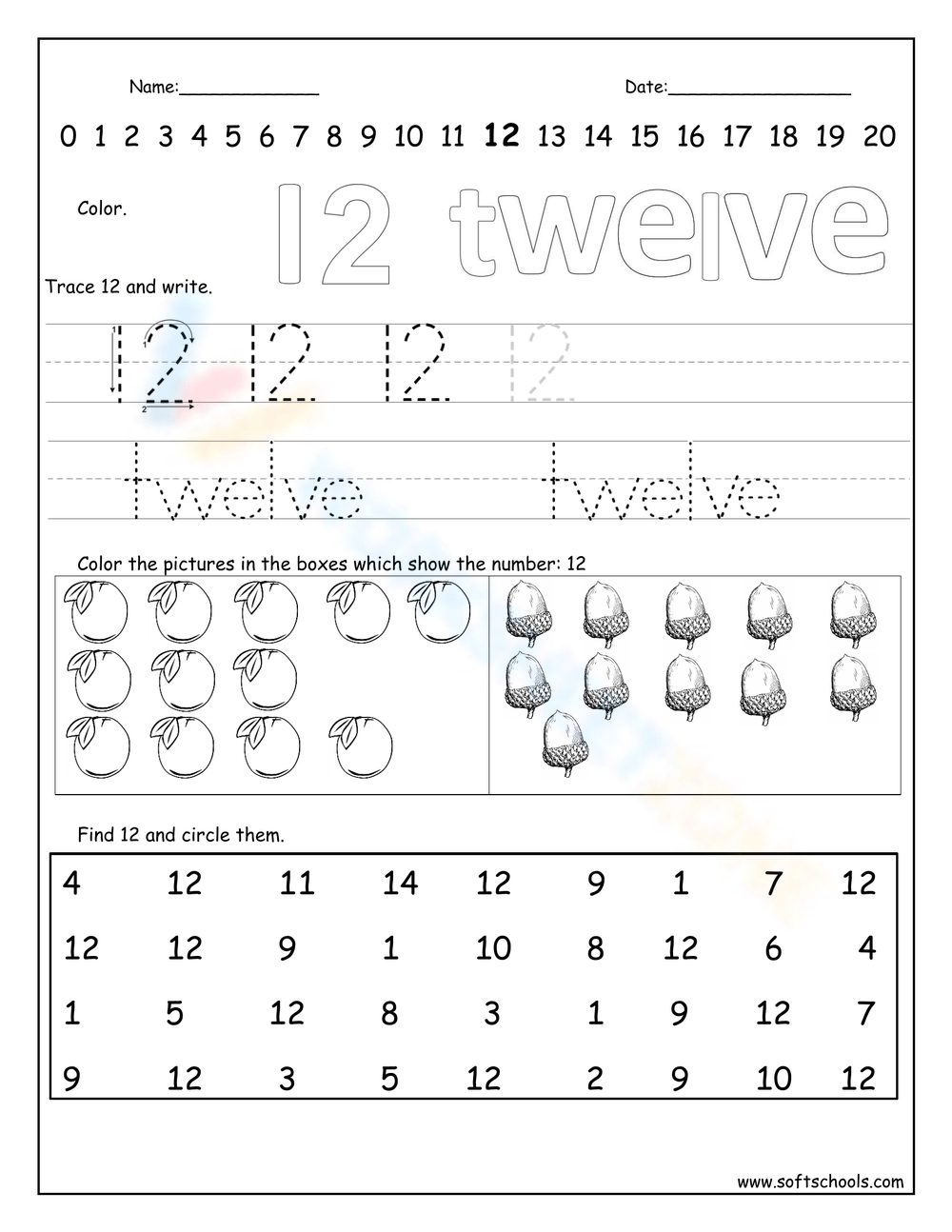 10 Free Collection Of Number 12 Worksheets For Students Worksheets 