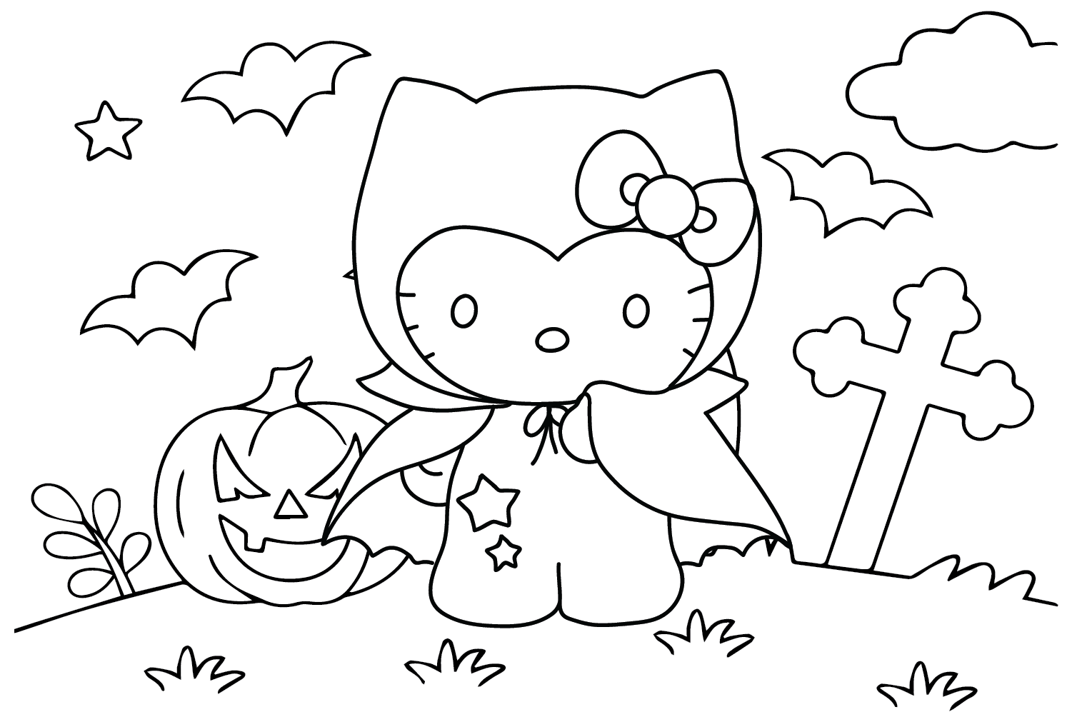 10 Printable Halloween Hello Kitty Coloring Pages Coloring Craze