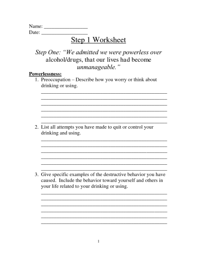 12 Step Aa Worksheets With Questions Worksheets Master