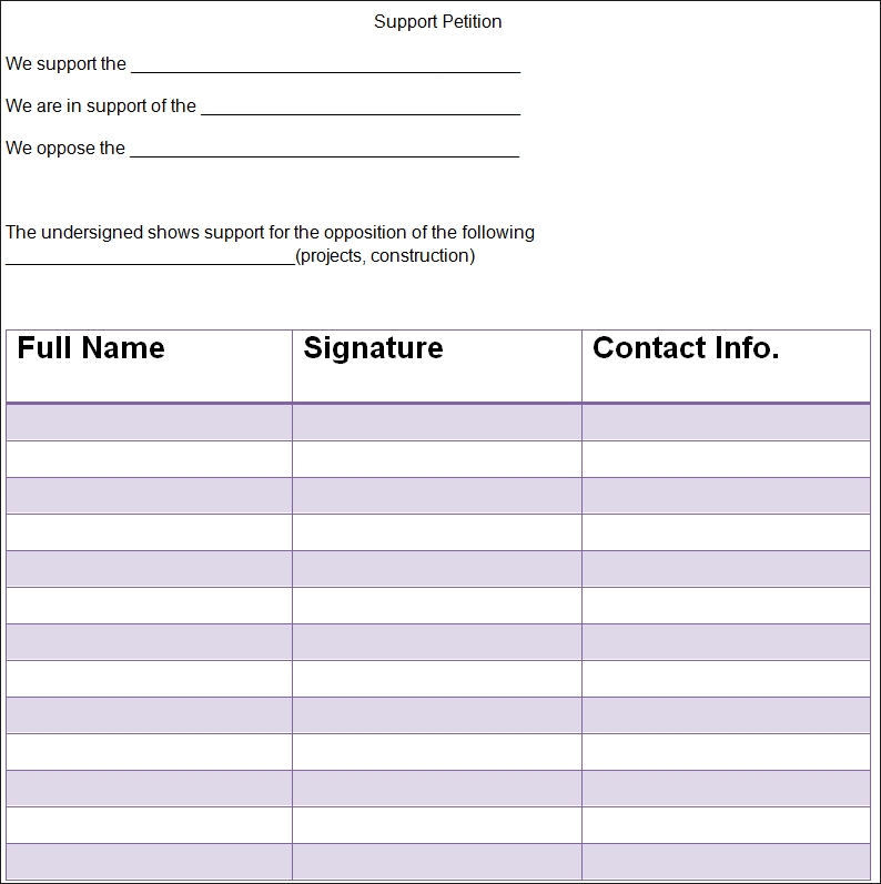 free printable petition template