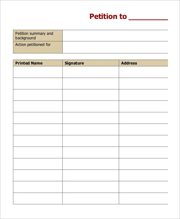13 Free Printable Petition Templates Word PDF Documents