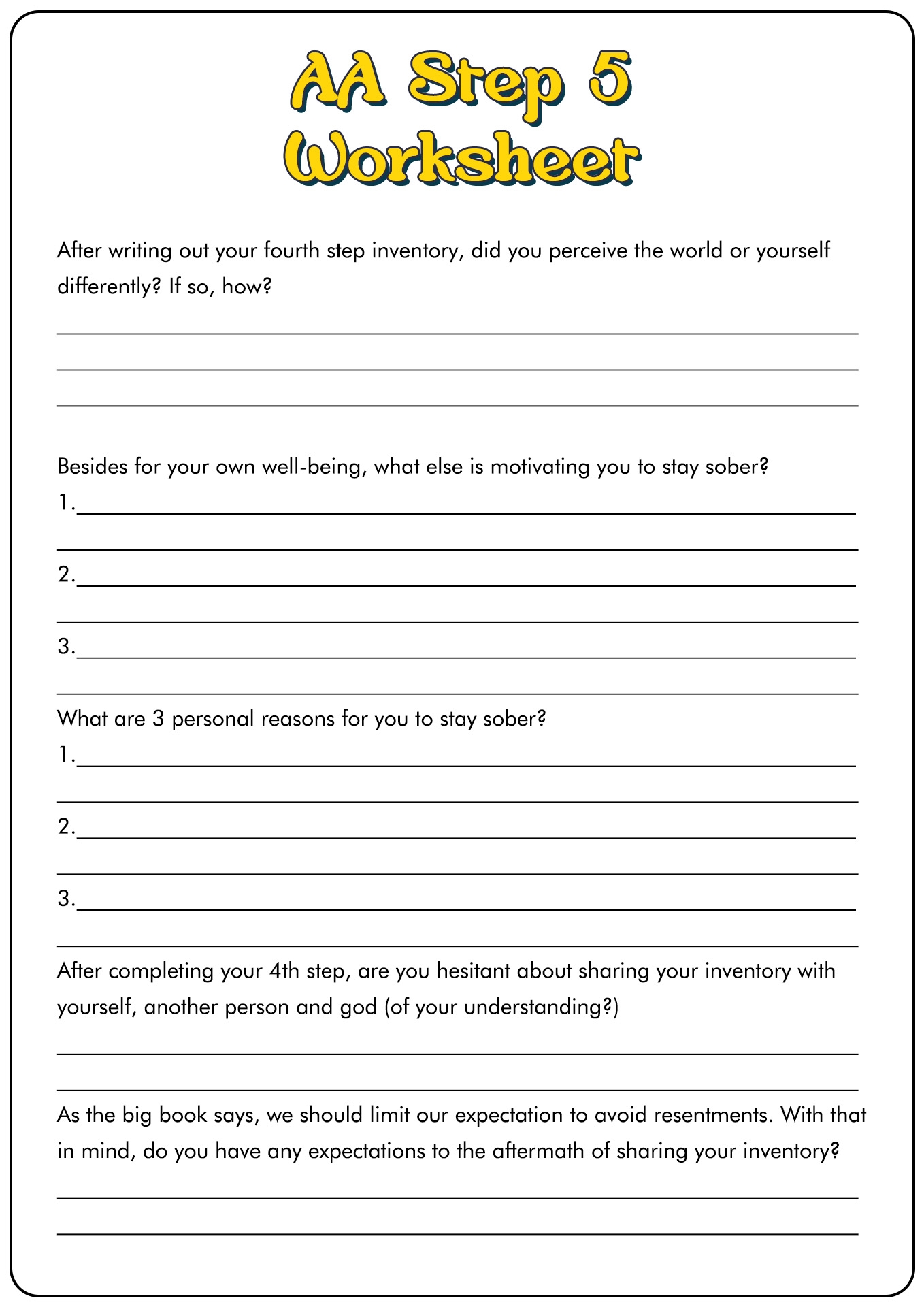 aa step 2 worksheet