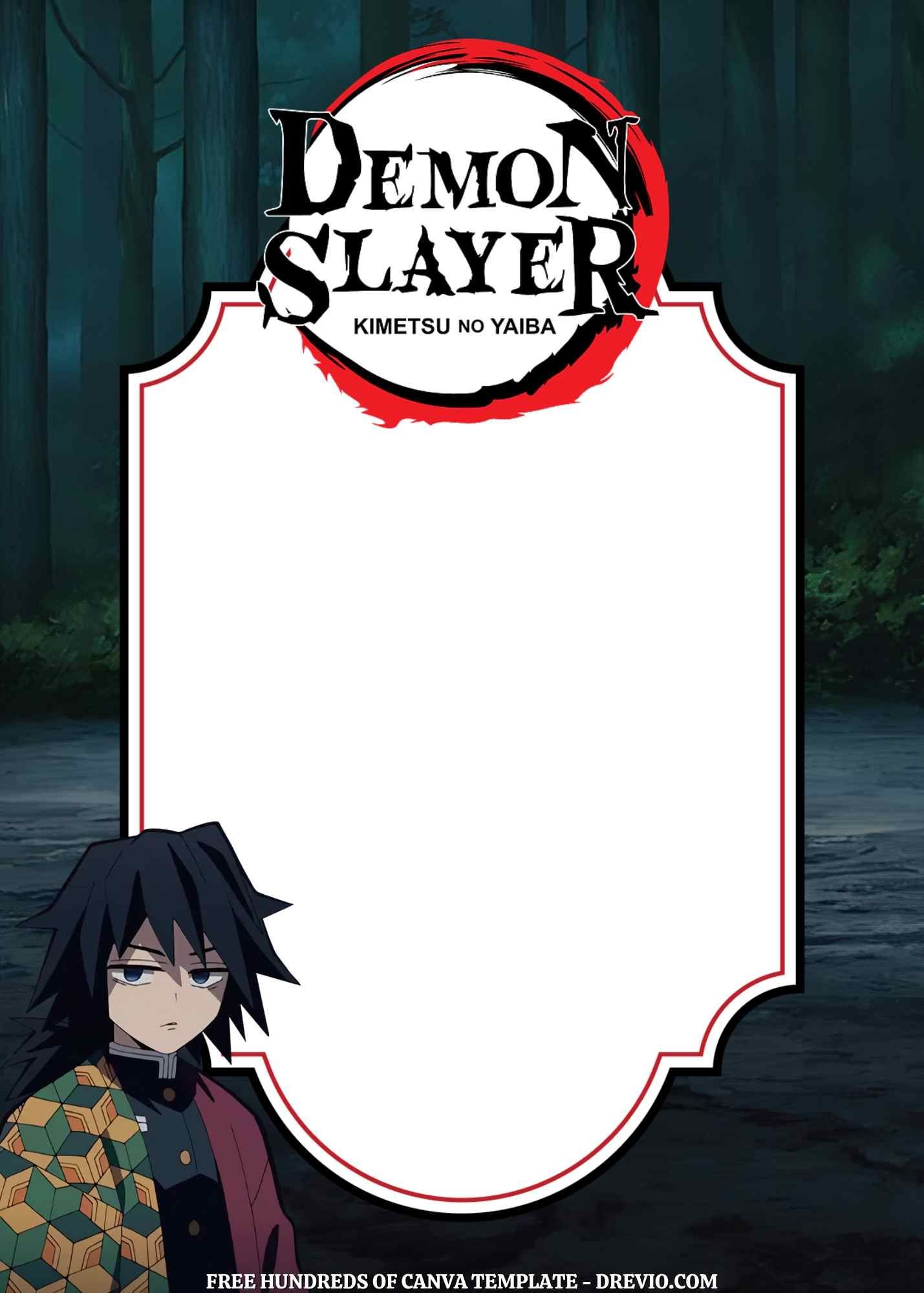 16 Demon Slayer Kimetsu No Yaiba Canva Birthday Invitation Templates 