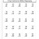 2 Digit Minus 2 Digit Subtraction With No Regrouping A Printable