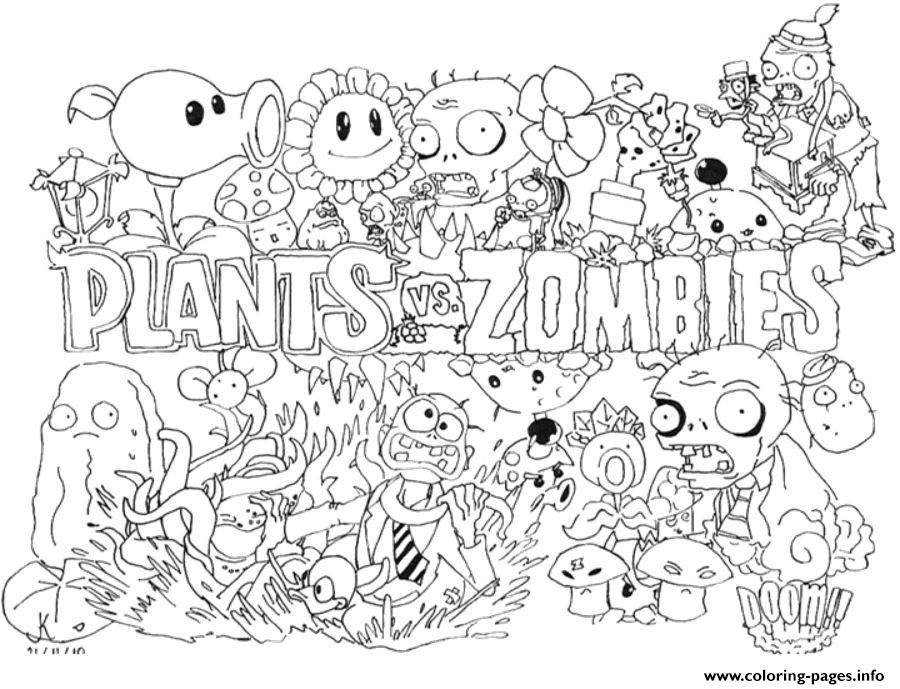 2 Plants Vs Zombies Coloring Page Printable