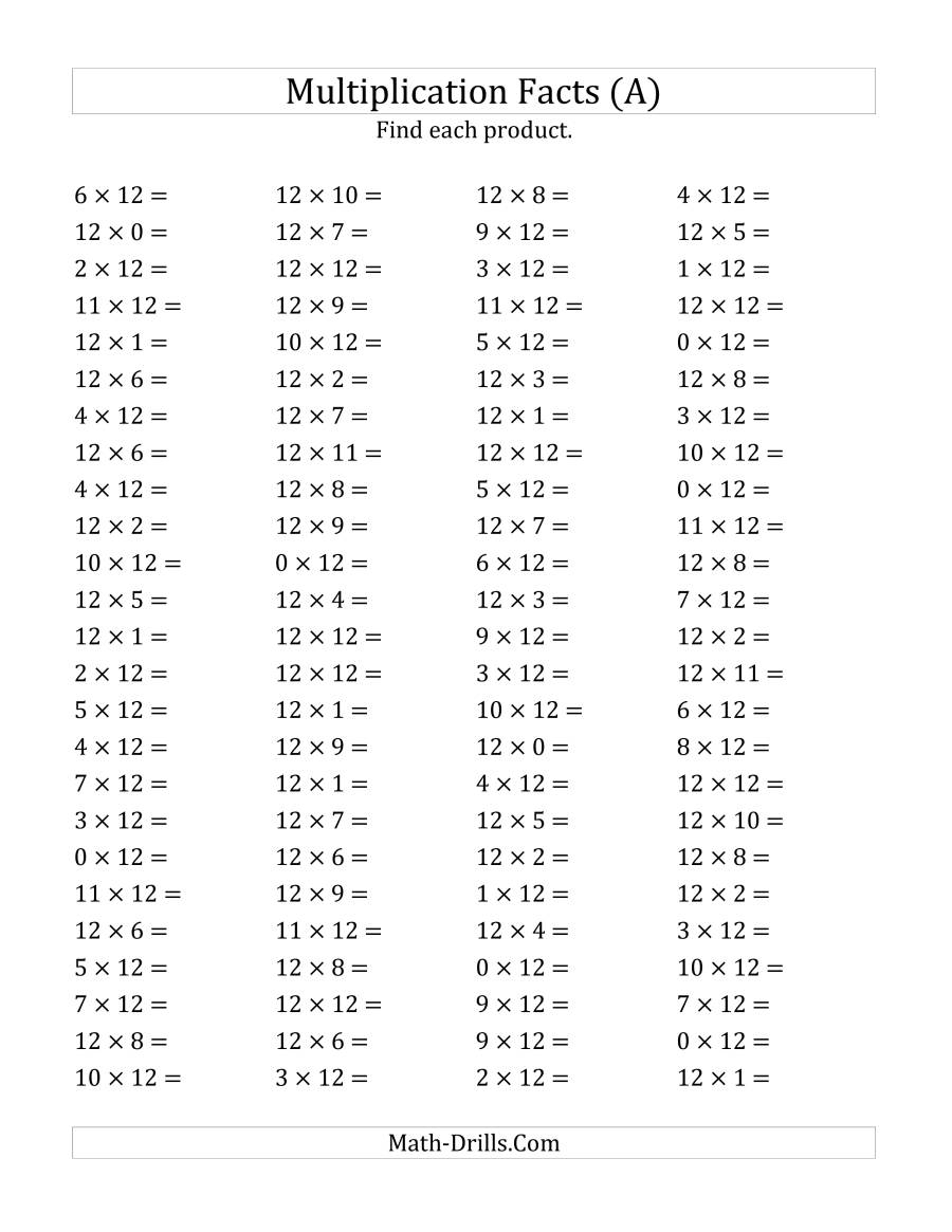 10s multiplication worksheet