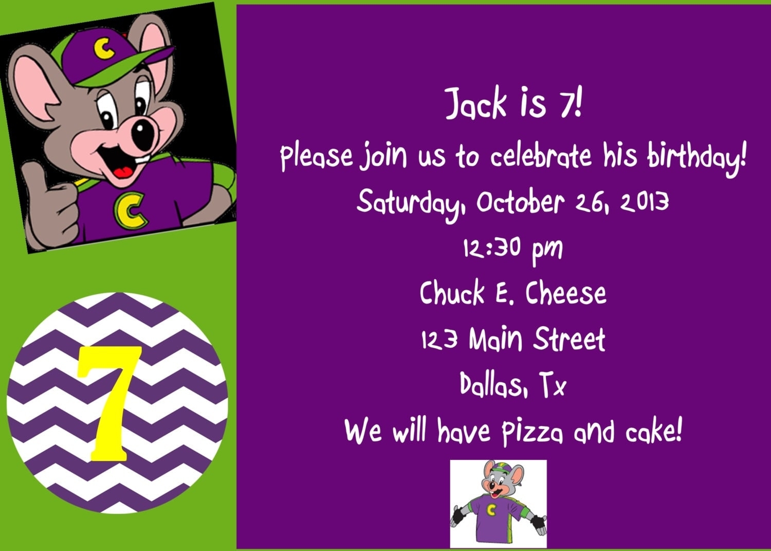 chuck e cheese party invitation template