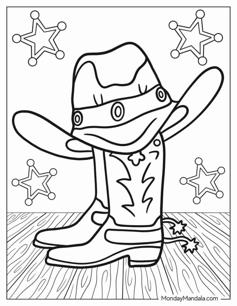 20 Cowboy Coloring Pages Free PDF Printables In 2024 Wild West 