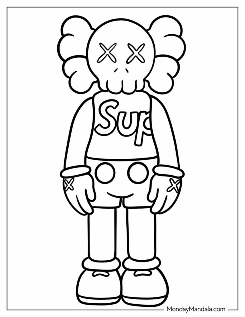 20 KAWS Coloring Pages Free PDF Printables Cartoon Coloring Pages