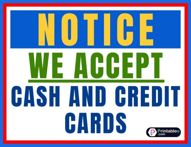 20 We Accept Credit Cards Signs Free Printable PDFs