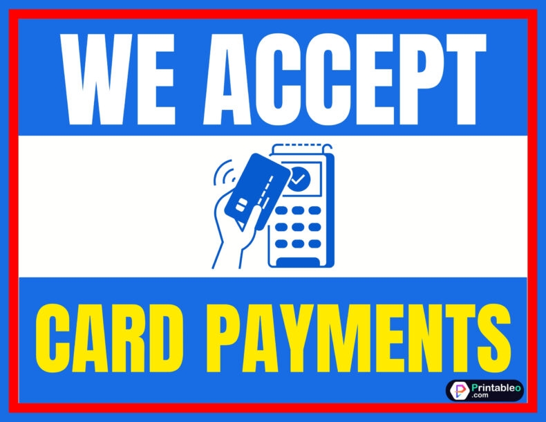 printable credit cards accepted sign