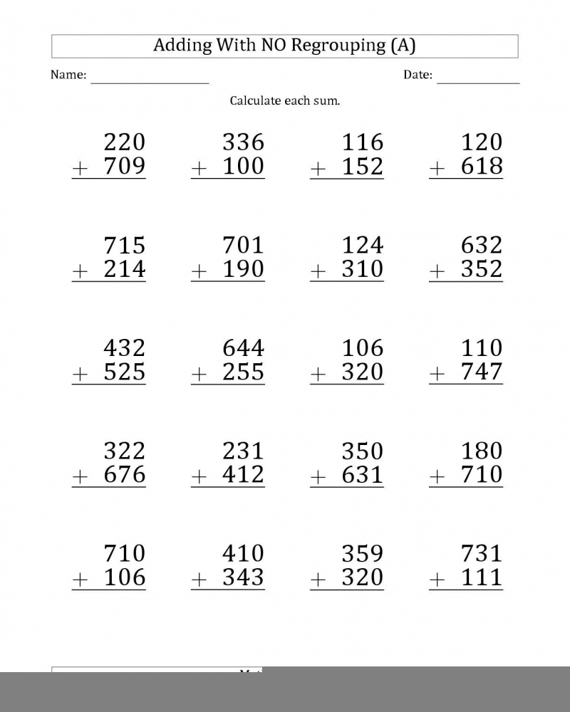 3 Digit Addition Worksheets Printable Math Worksheets Printable