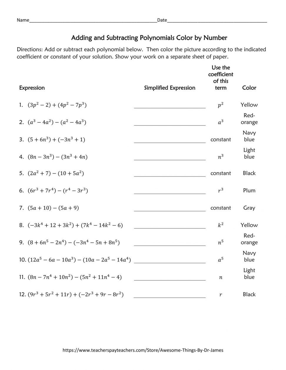30 Adding And Subtracting Polynomials Worksheet Worksheets Decoomo