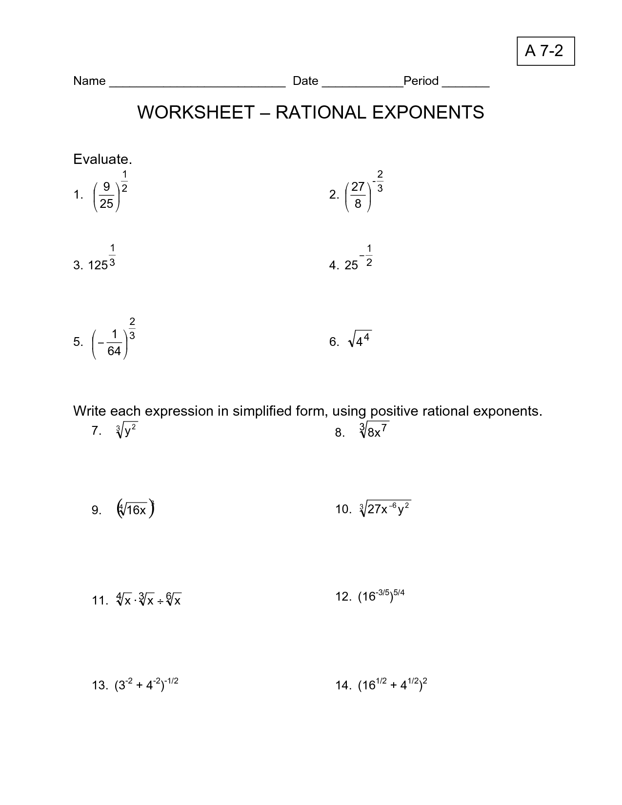 rational exponents worksheet