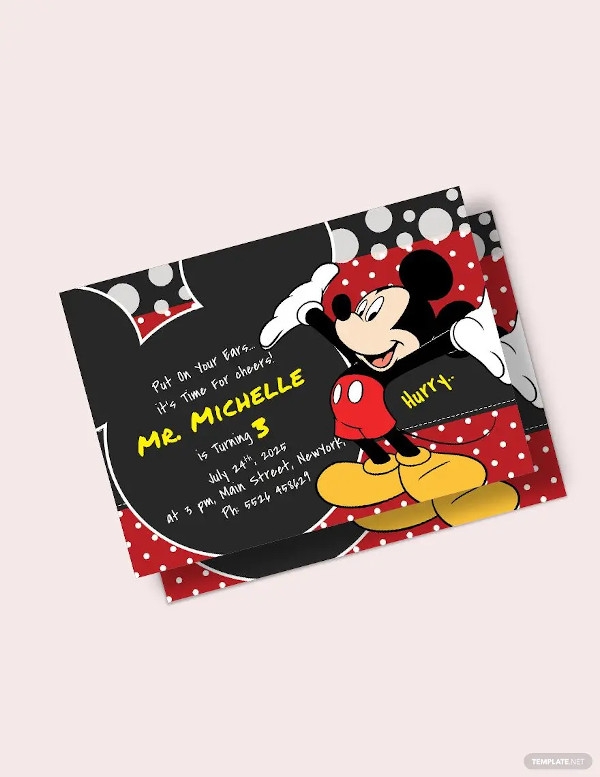 32 Mickey Mouse Birthday Invitation Templates Free Sample Example 
