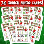36 Printable Grinch Bingo Cards Fun Christmas Game