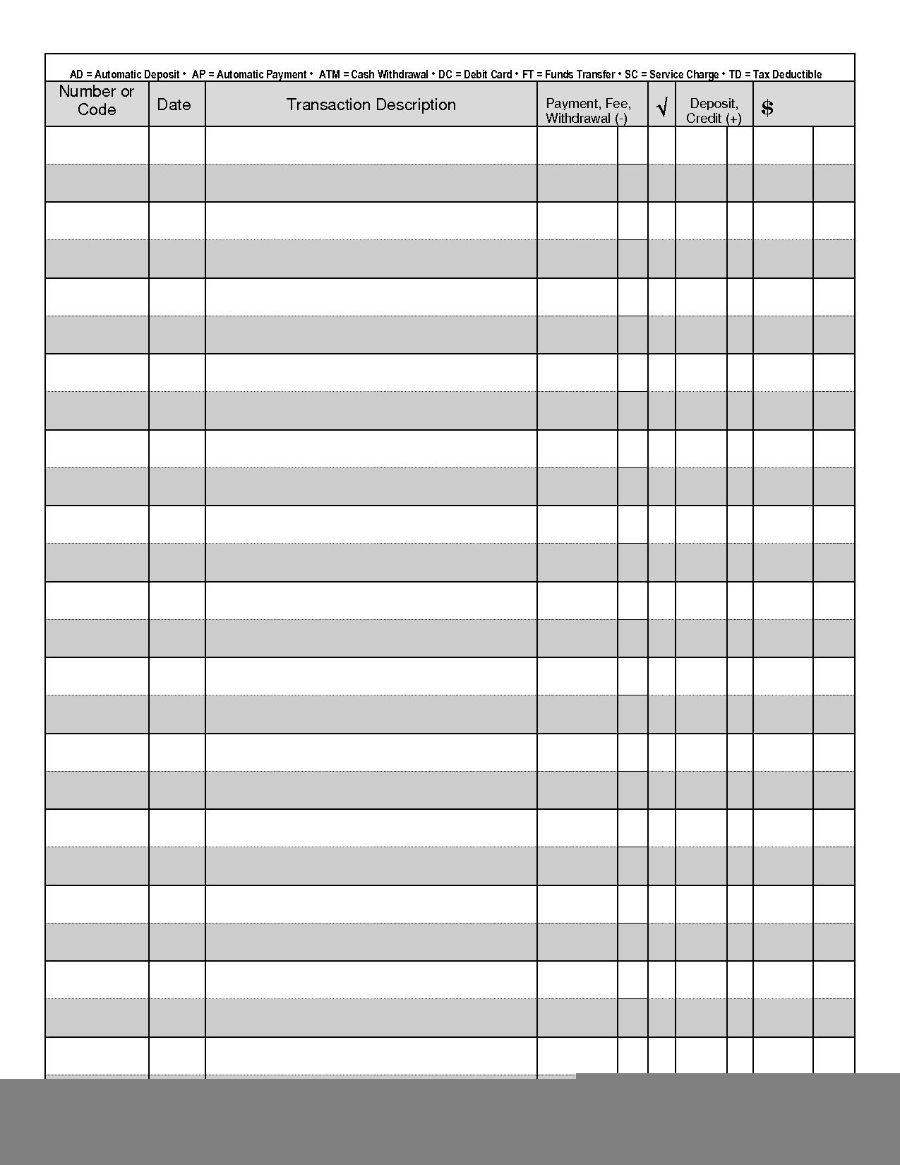 free printable check register templates
