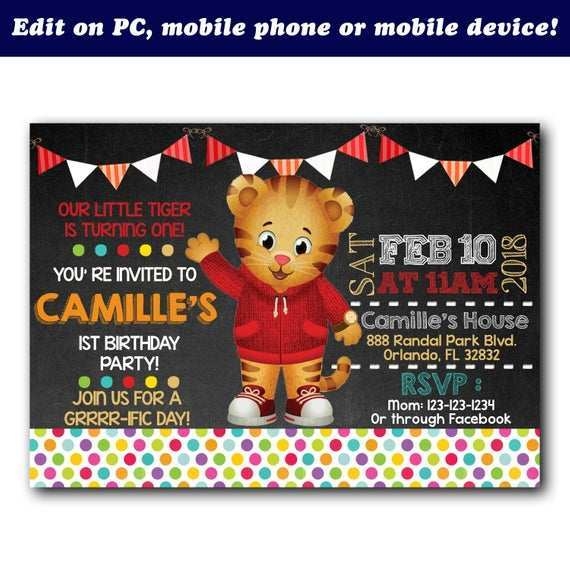 37 Free Printable Daniel Tiger Birthday Invitation Template For Ms Word 