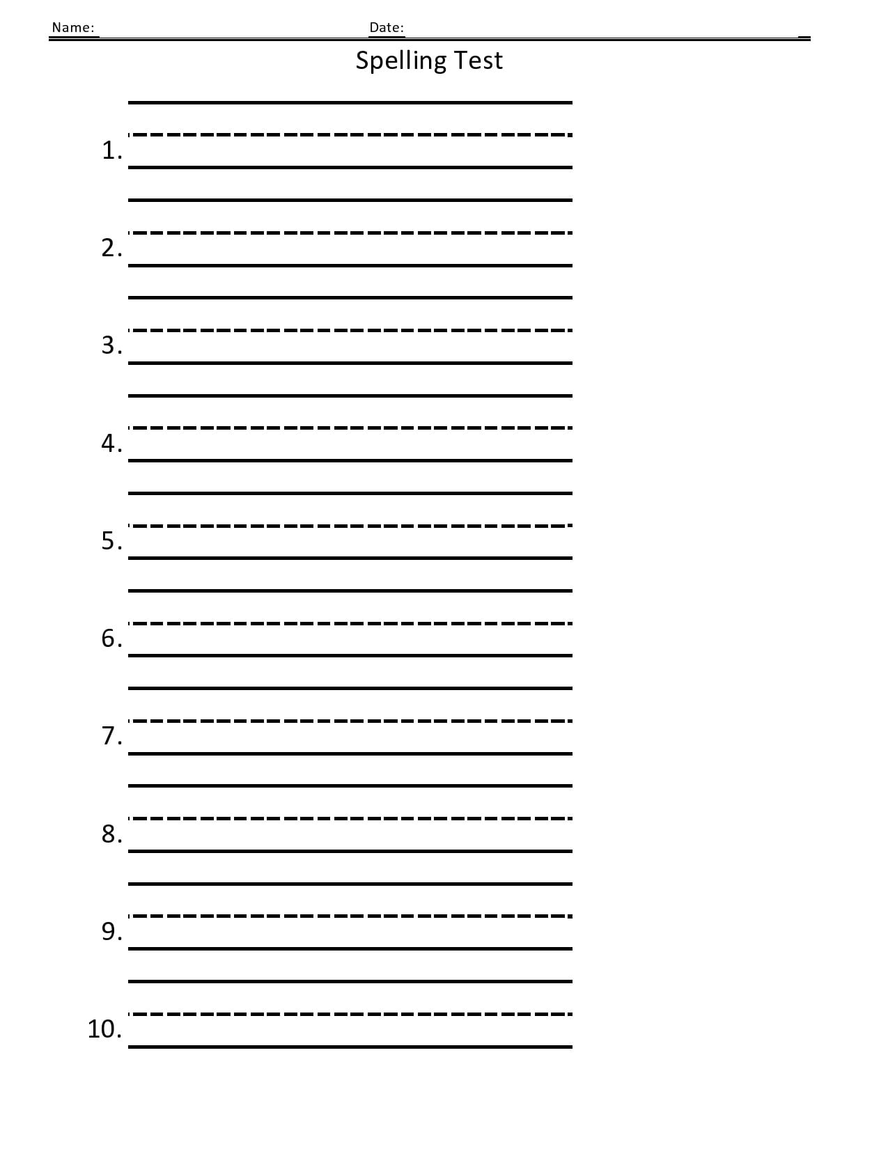 38 Printable Spelling Test Templates Word PDF TemplateLab Free Printable