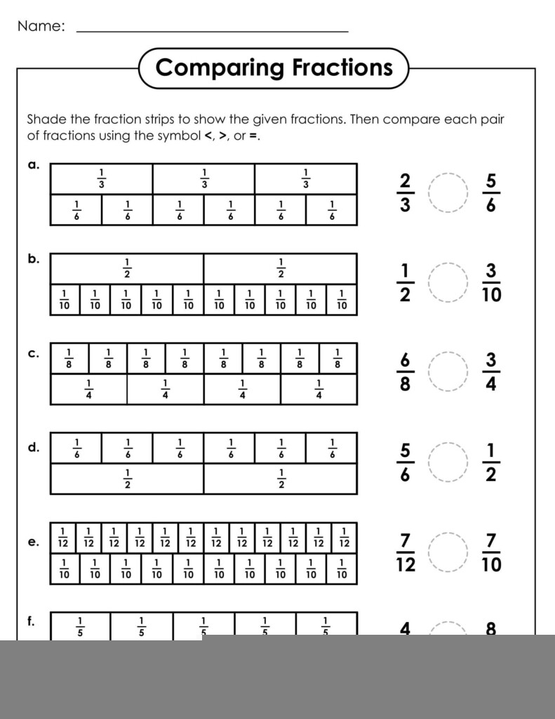 3rd Grade Comparing Fractions Worksheet FractionsWorksheets