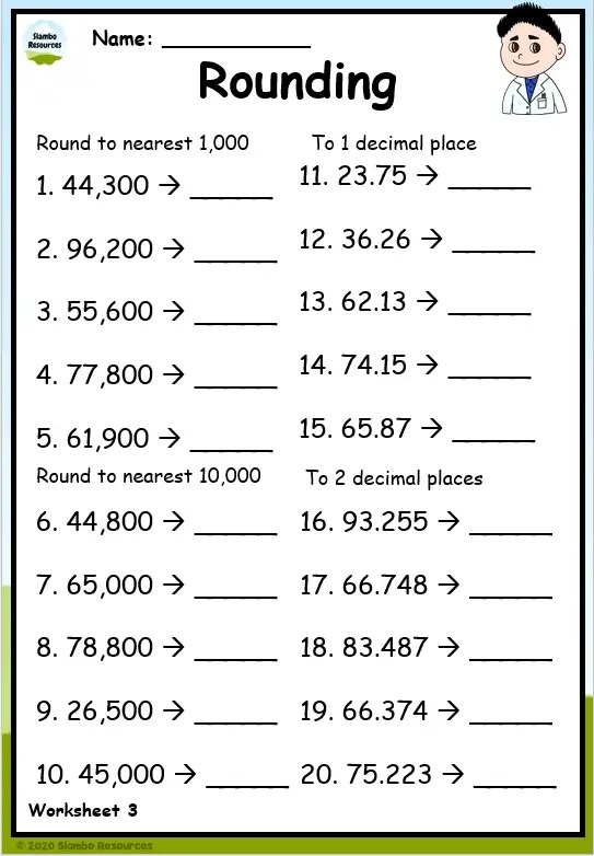 3rd Grade Rounding Worksheets Rounding Numbers To 10 And 100 