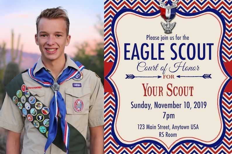 4 X 6 Eagle Scout Court Of Honor Invitation Etsy Print Your Own 