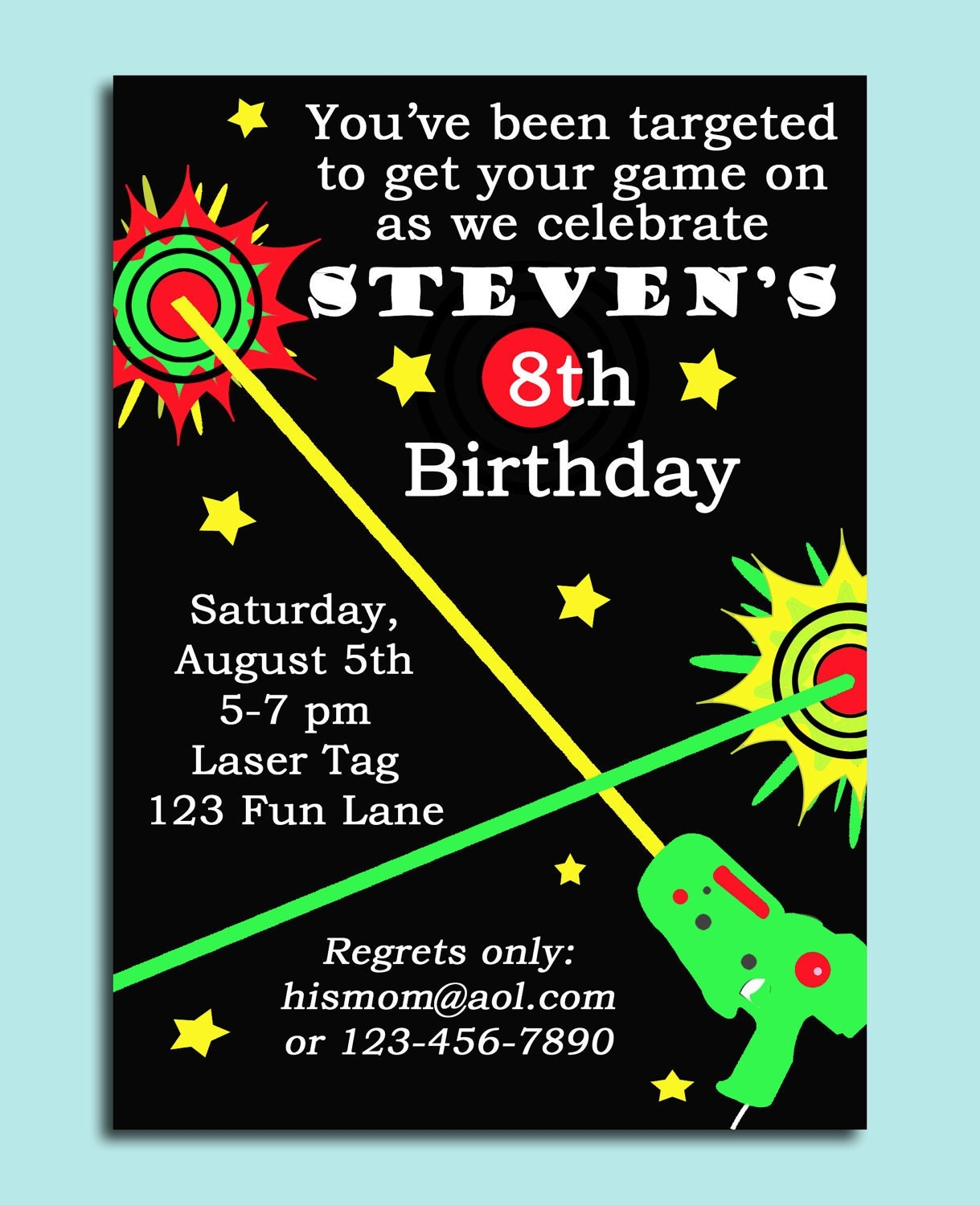 45 Laser Tag Party Invitations Background US Invitation Template