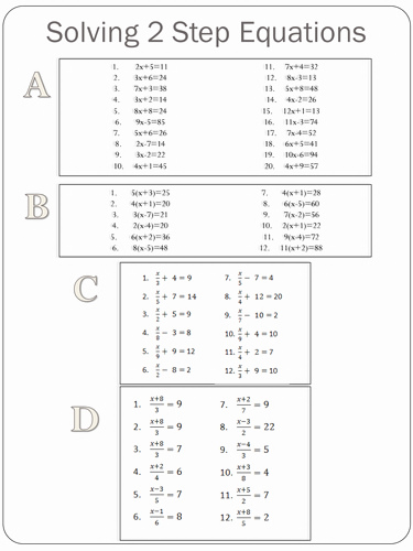 46 Two Step Equations Worksheet Chessmuseum Template Library