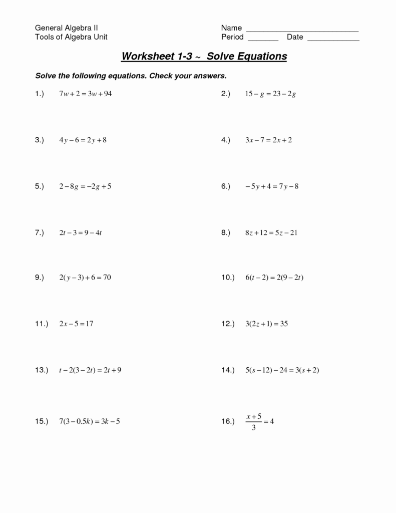 47 Solve Two Step Equations Worksheet Chessmuseum Template Library