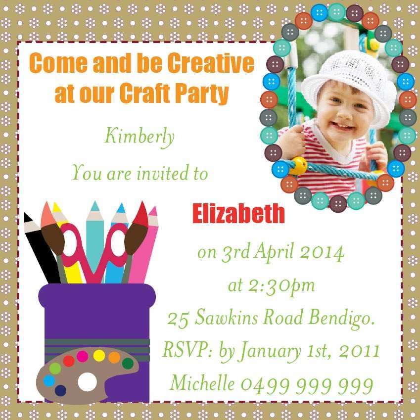 47 Visiting Craft Party Invitation Template For Free With Craft Party 