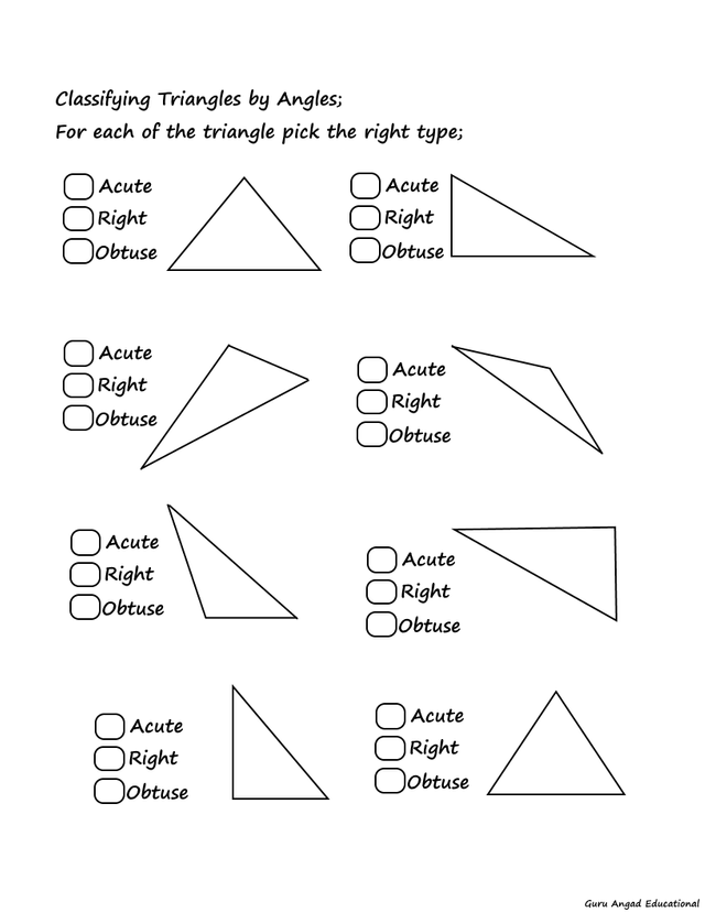 4TH GRADE MATH CLASSIFYING TRIANGLES BY ANGLES Steemit Worksheets 
