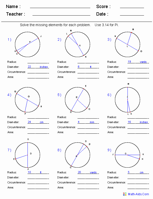 worksheet with circles