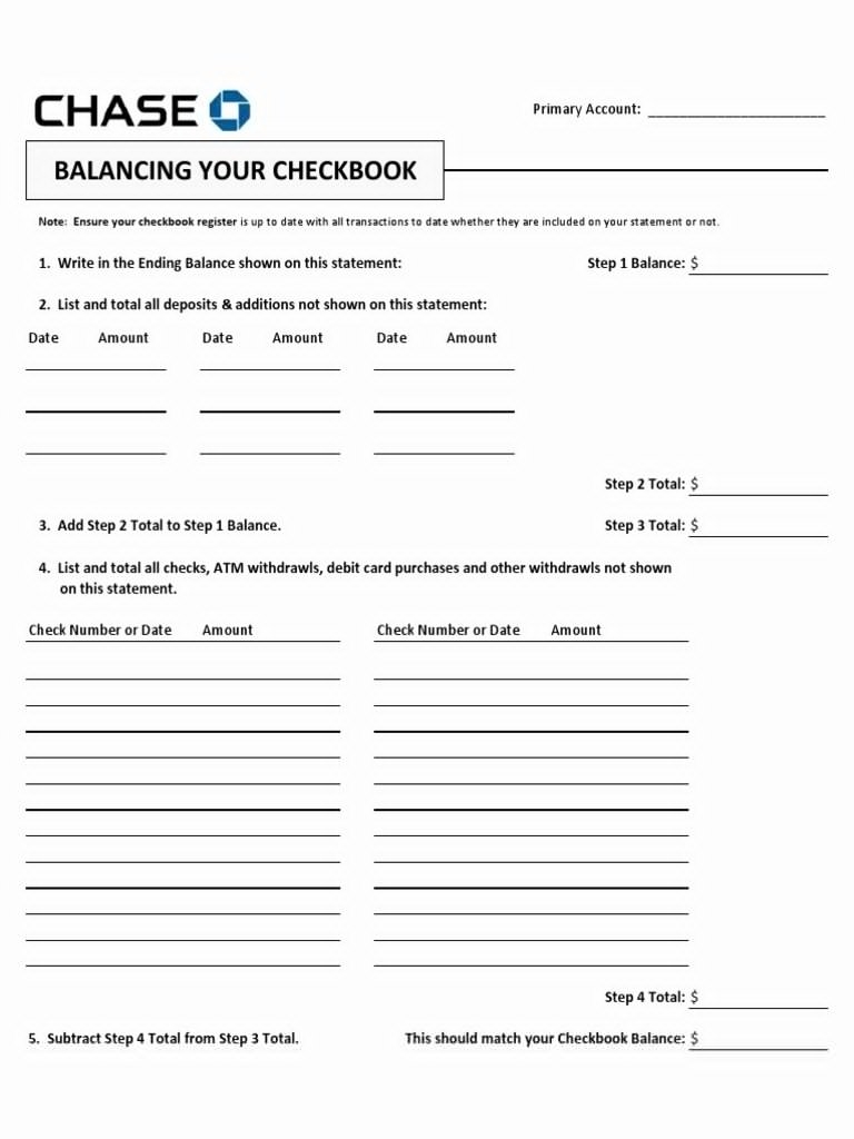 balancing a checkbook worksheet