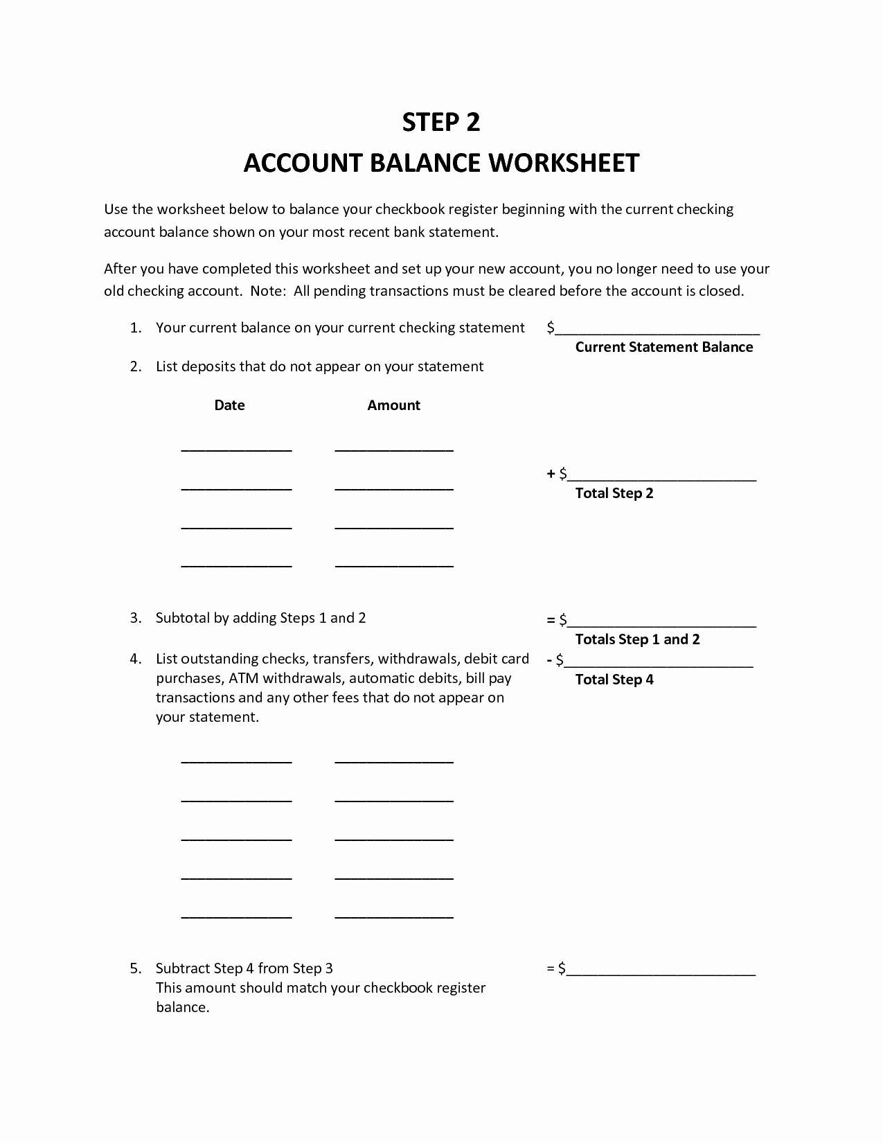 50 Balancing A Checkbook Worksheet