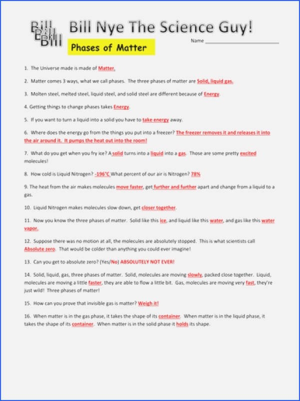 bill nye chemical reactions worksheet answers