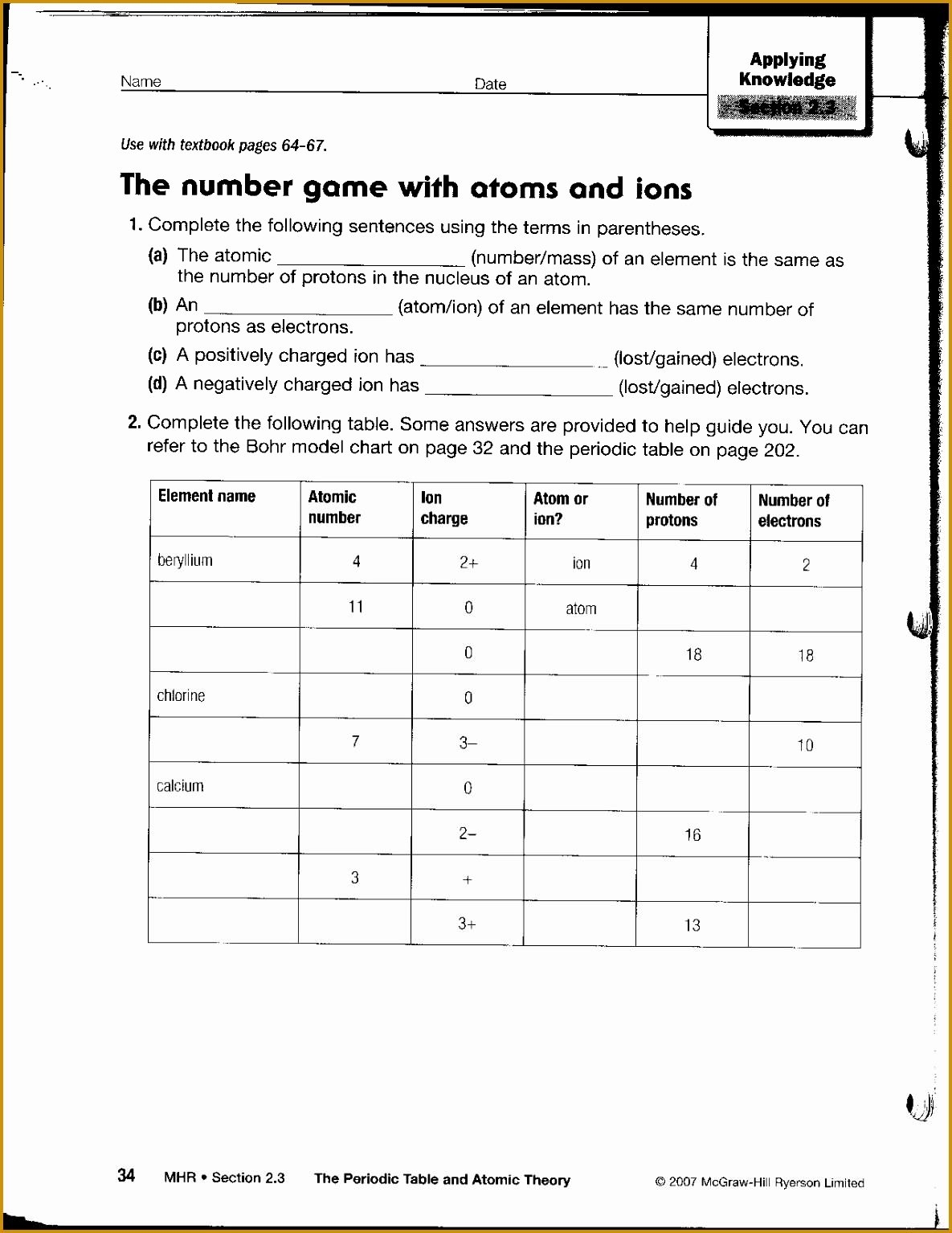 50 Bohr Atomic Models Worksheet