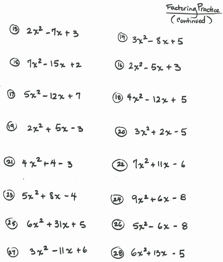 50 Factoring Trinomials Worksheet Algebra 2 Chessmuseum Template Library