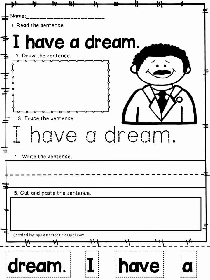 printable i have a dream worksheet