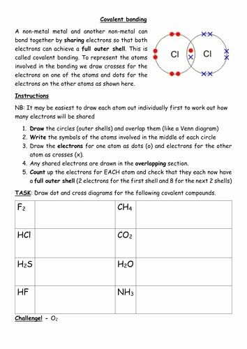 worksheet chemical bonding ionic and covalent