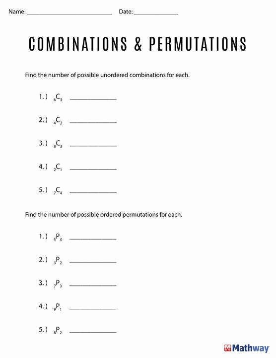 worksheet on combinations and permutations
