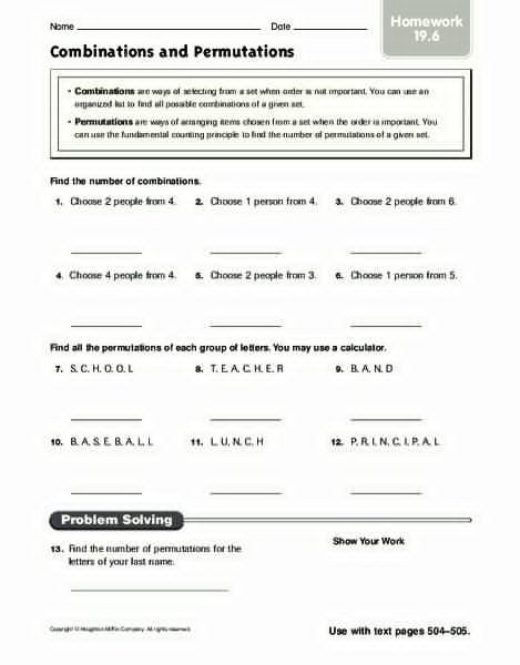 50 Permutations And Combinations Worksheet Answers Chessmuseum 