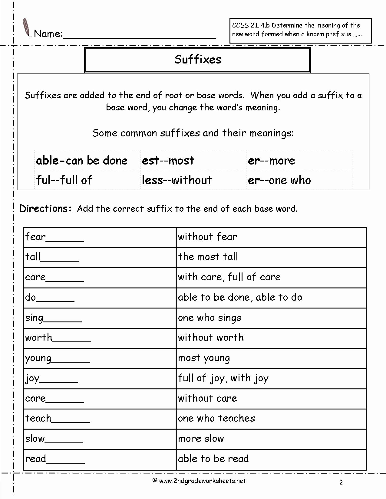 50 Prefixes And Suffixes Worksheet