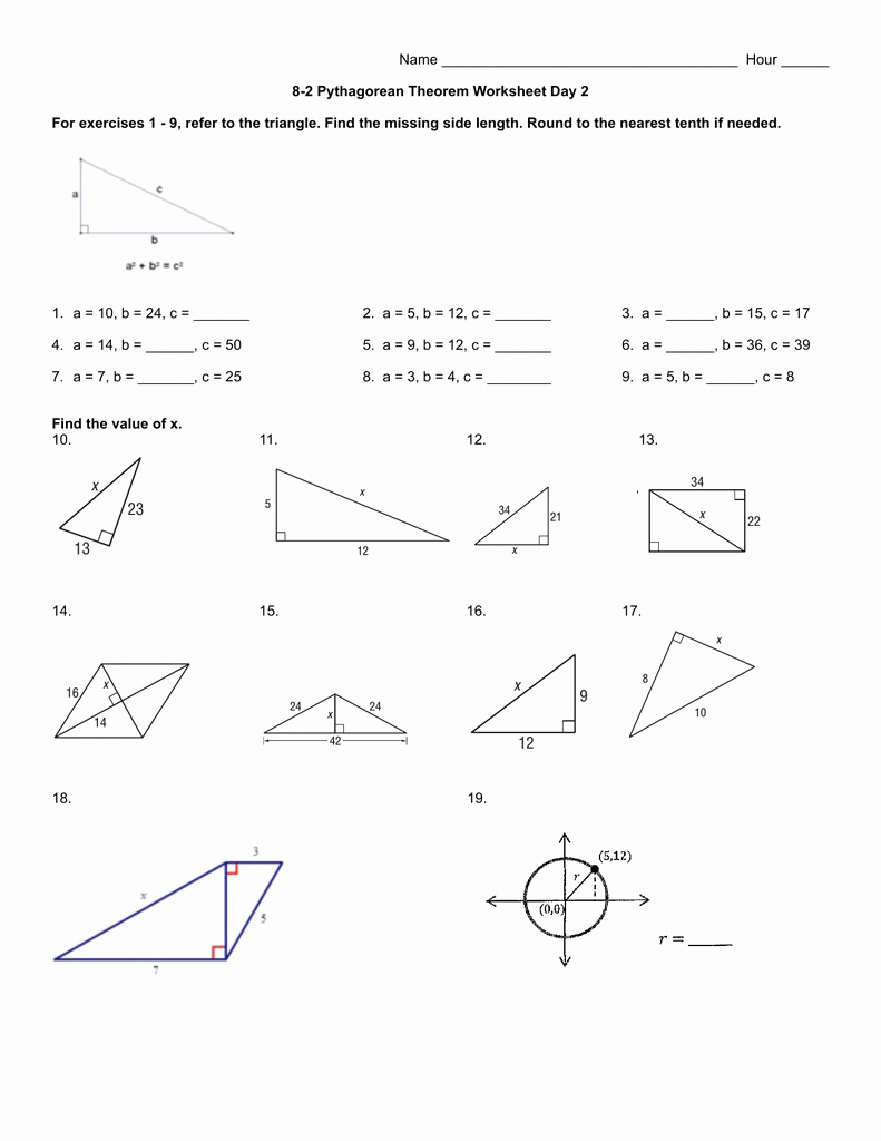 50 Pythagorean Theorem Practice Worksheet Chessmuseum Template Library