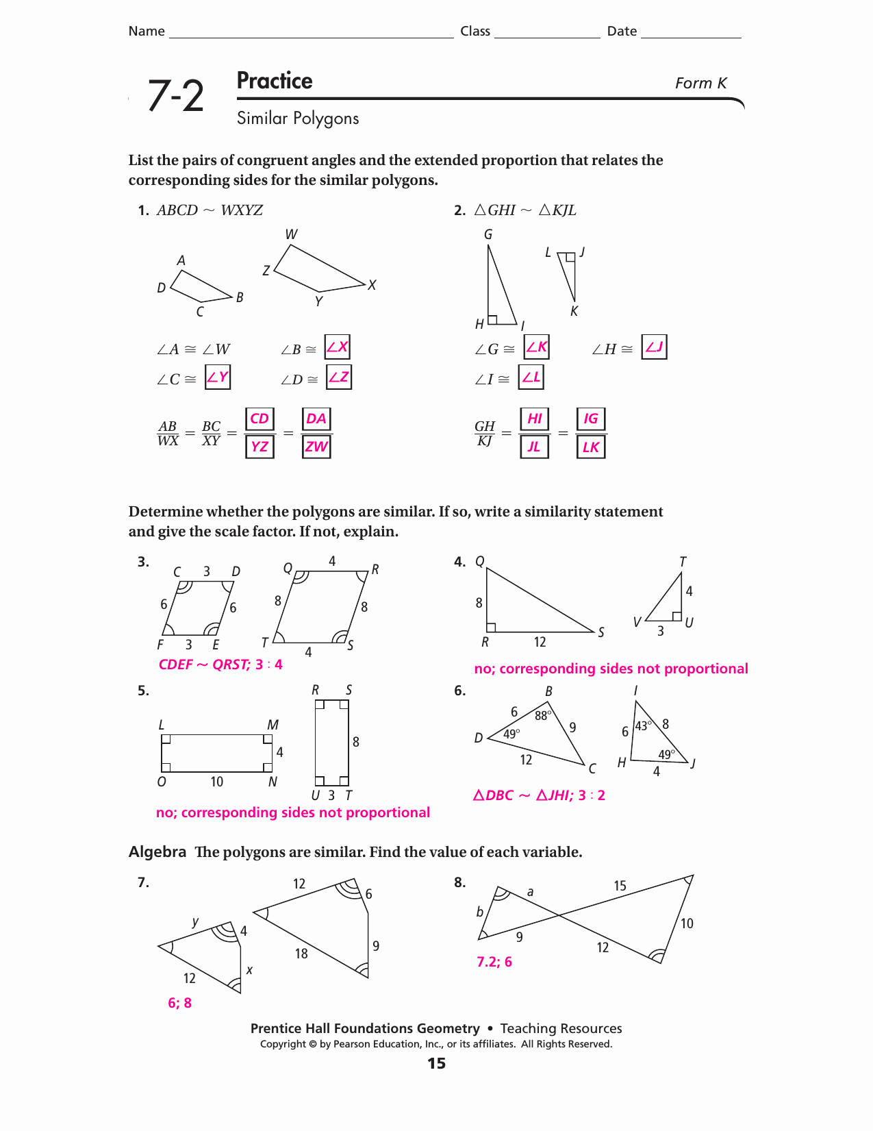 50 Similar Polygons Worksheet Answers Chessmuseum Template Library