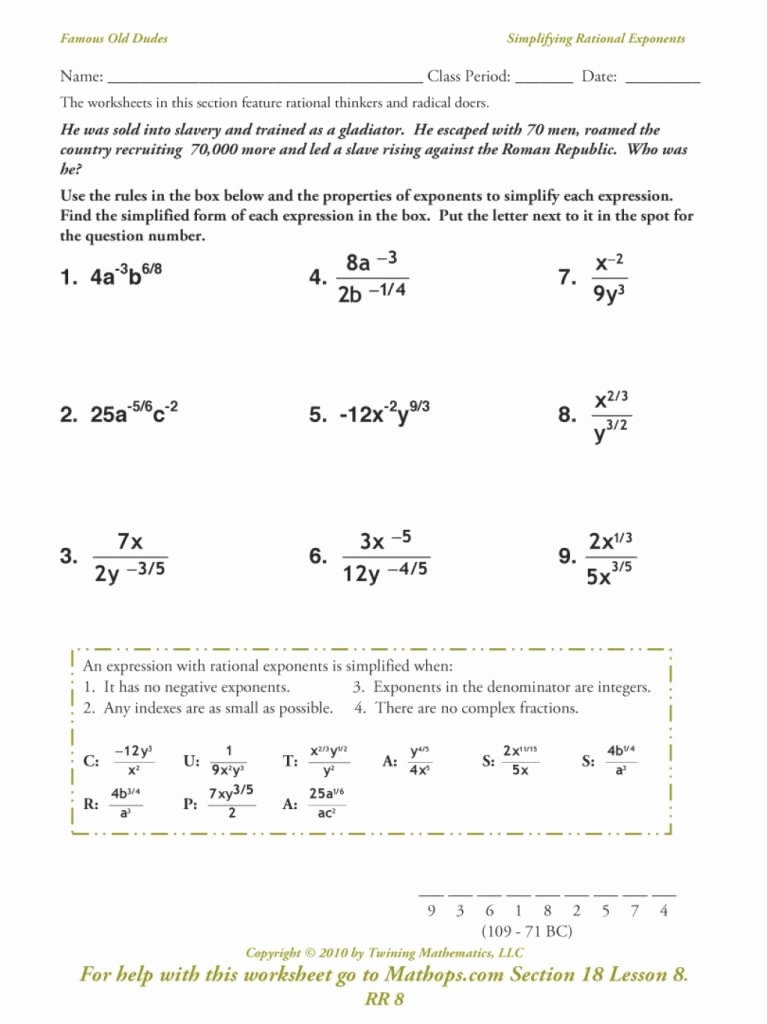 50 Simplifying Rational Exponents Worksheet Chessmuseum Template Library