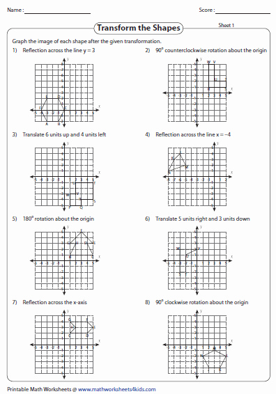 translation rotation reflection worksheet